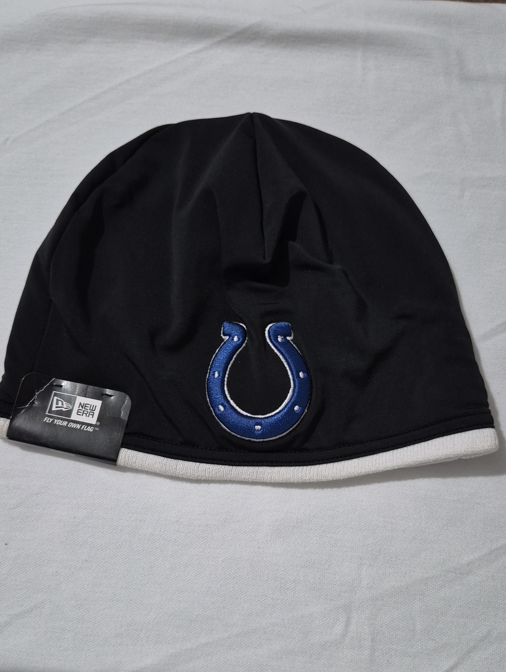 New Era Black Beanie with Blue Colts Horseshoe Logo